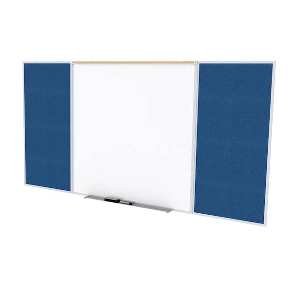 Combo Whiteboard/Bulletin, Mag Por/Vnyl, Styl D, 4 ft H x 10 ft W, Navy
